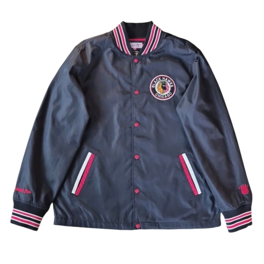 Chicago Blackhawks Mitchell & Ness Vintage Jacket, Large, Black & Red.